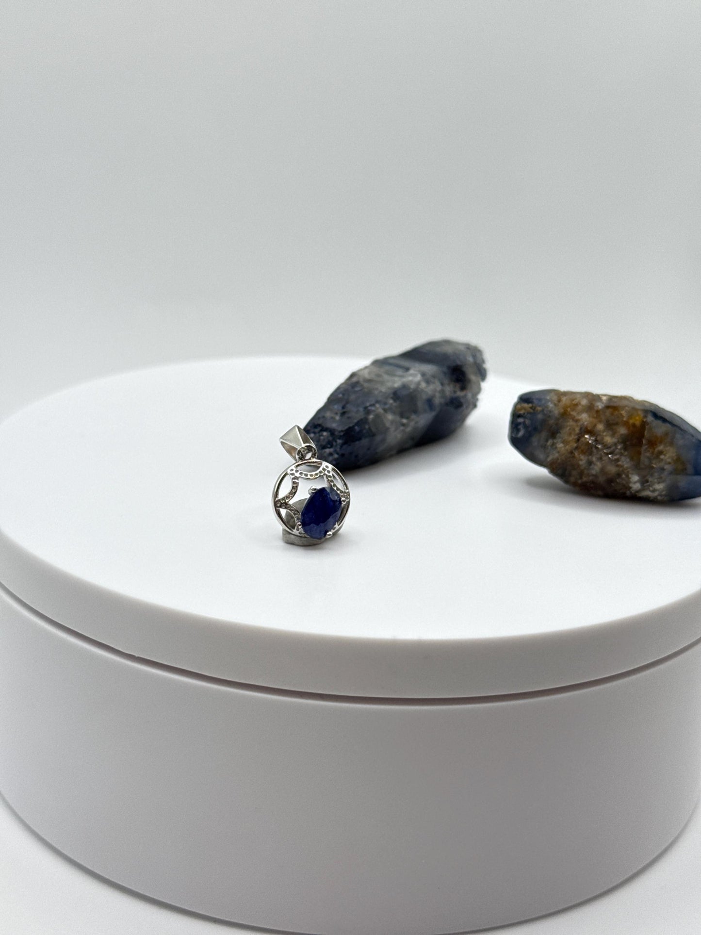 Natural Sapphire Sterling Silver Pendant | September Birthstone Necklace