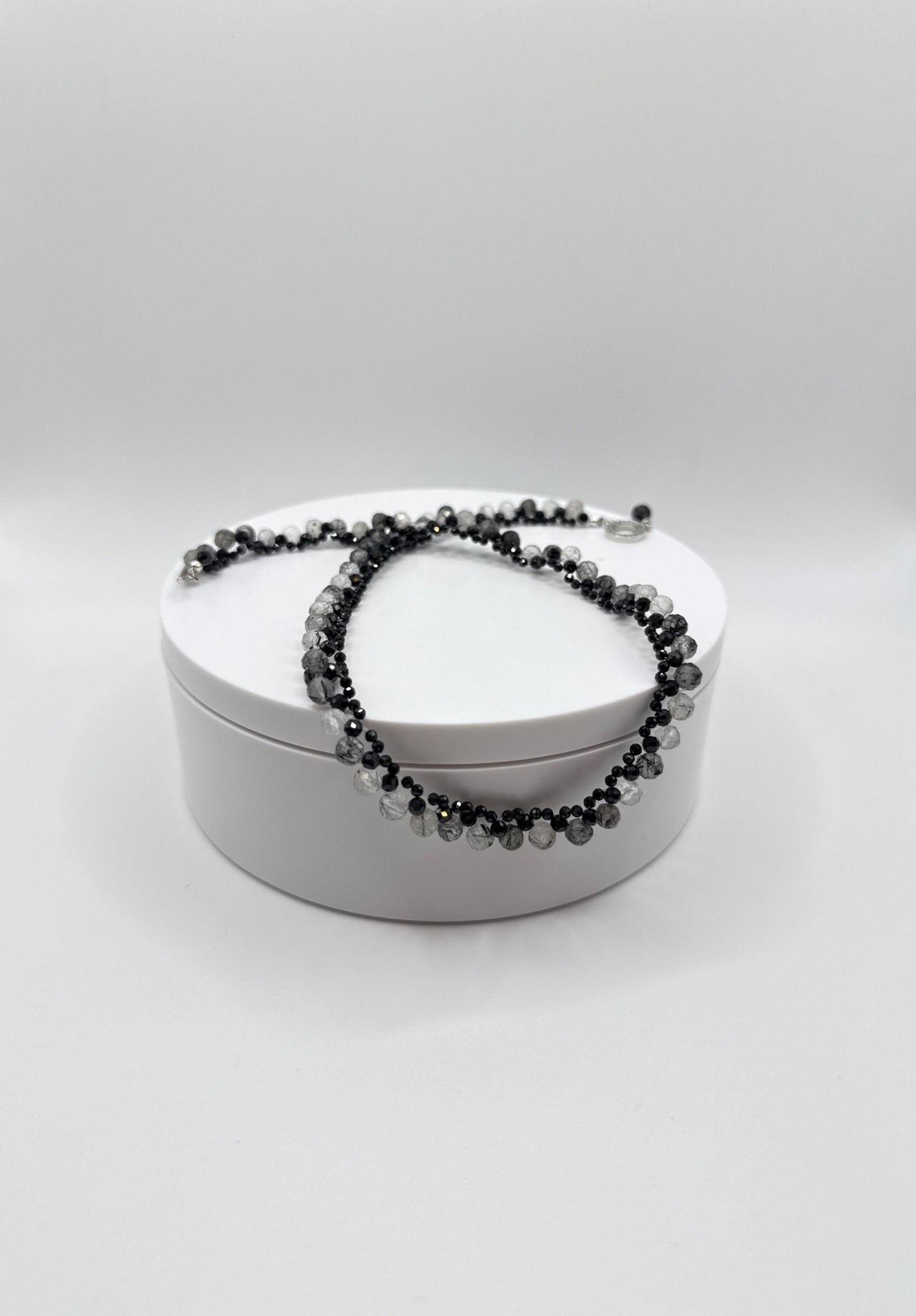 Black Spinel & Tourmalinated Quartz Necklace - 23.20 Grams