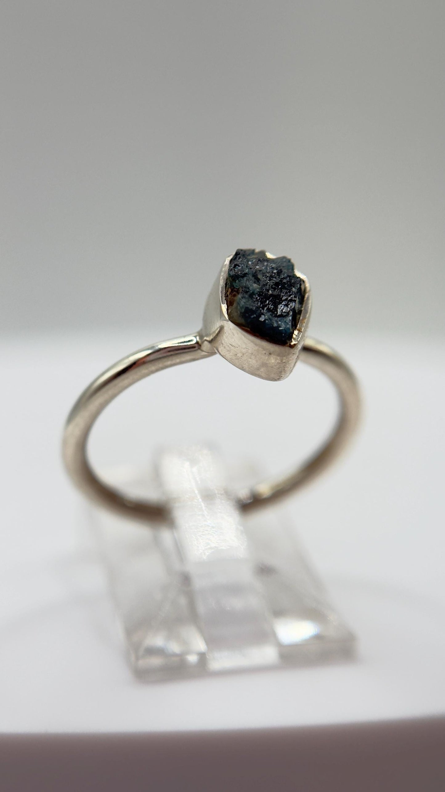 Grandidierite Ring Raw Blue Green Gemstone Silver Ring Minimalist Crystal Jewelry Gift