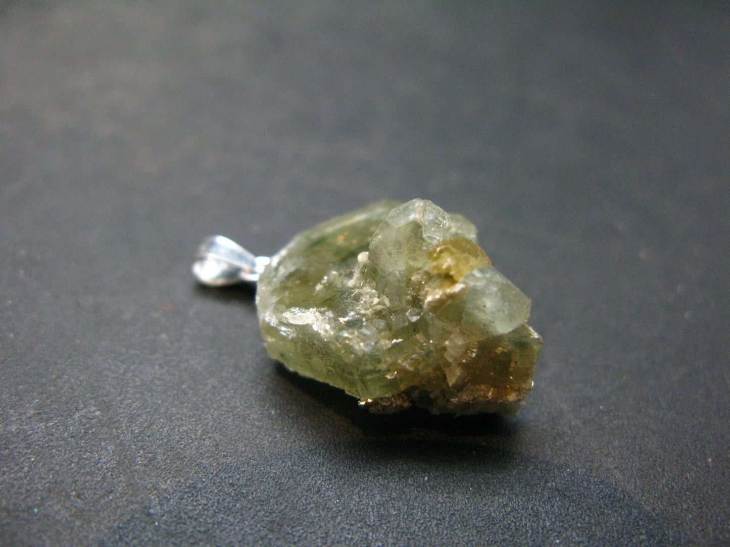 Green Apatite Crystal Silver Pendant From Portugal - 1.1" - 4.32 Grams