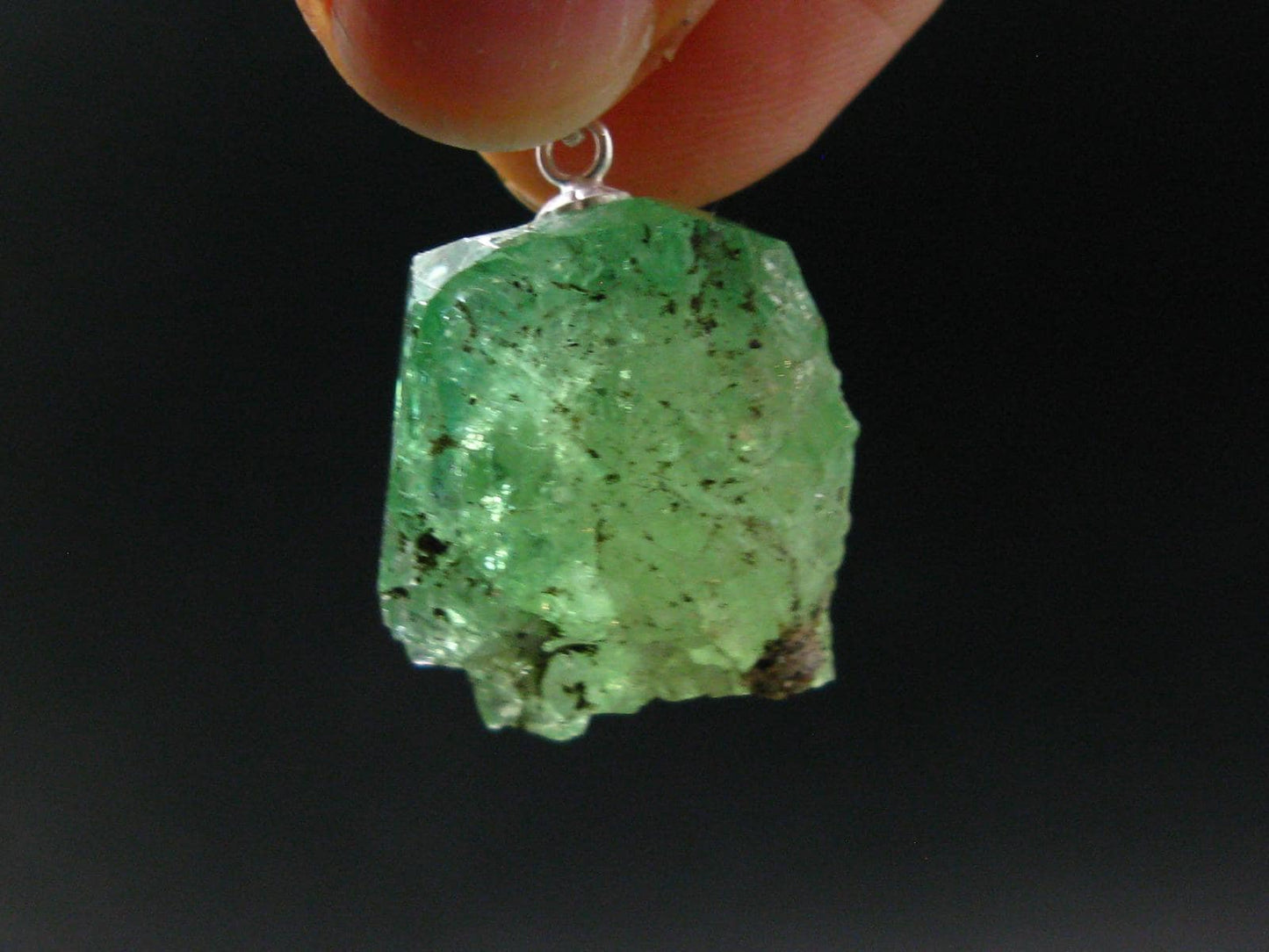 Tsavorite Gem Green Garnet Sterling Silver Pendant From Tanzania - 1.1" - 8.60 Grams