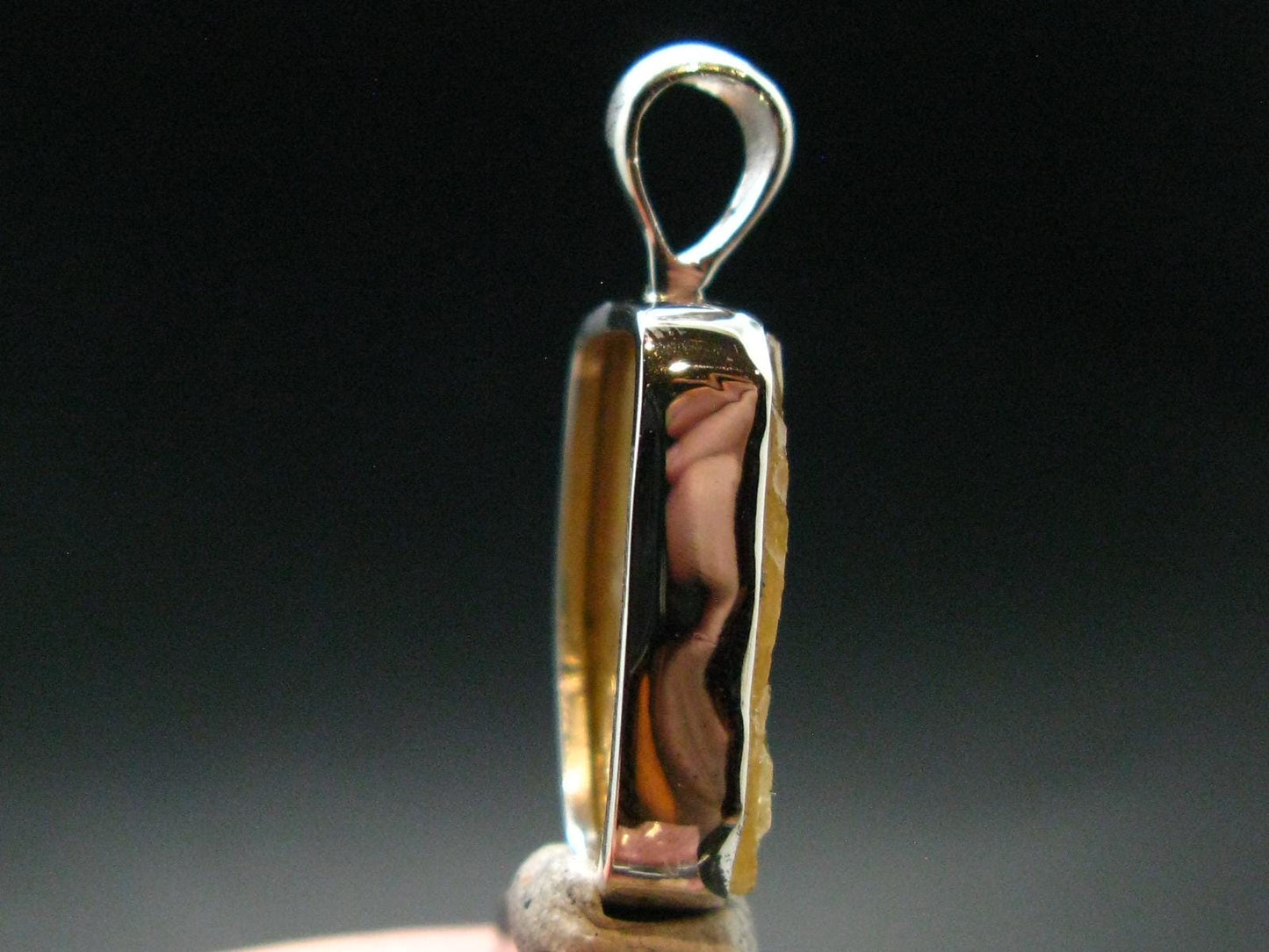 Large Natural Agni Gold Danburite Sterling Silver Pendant from Tanzania - 1.1" - 3.63 Grams