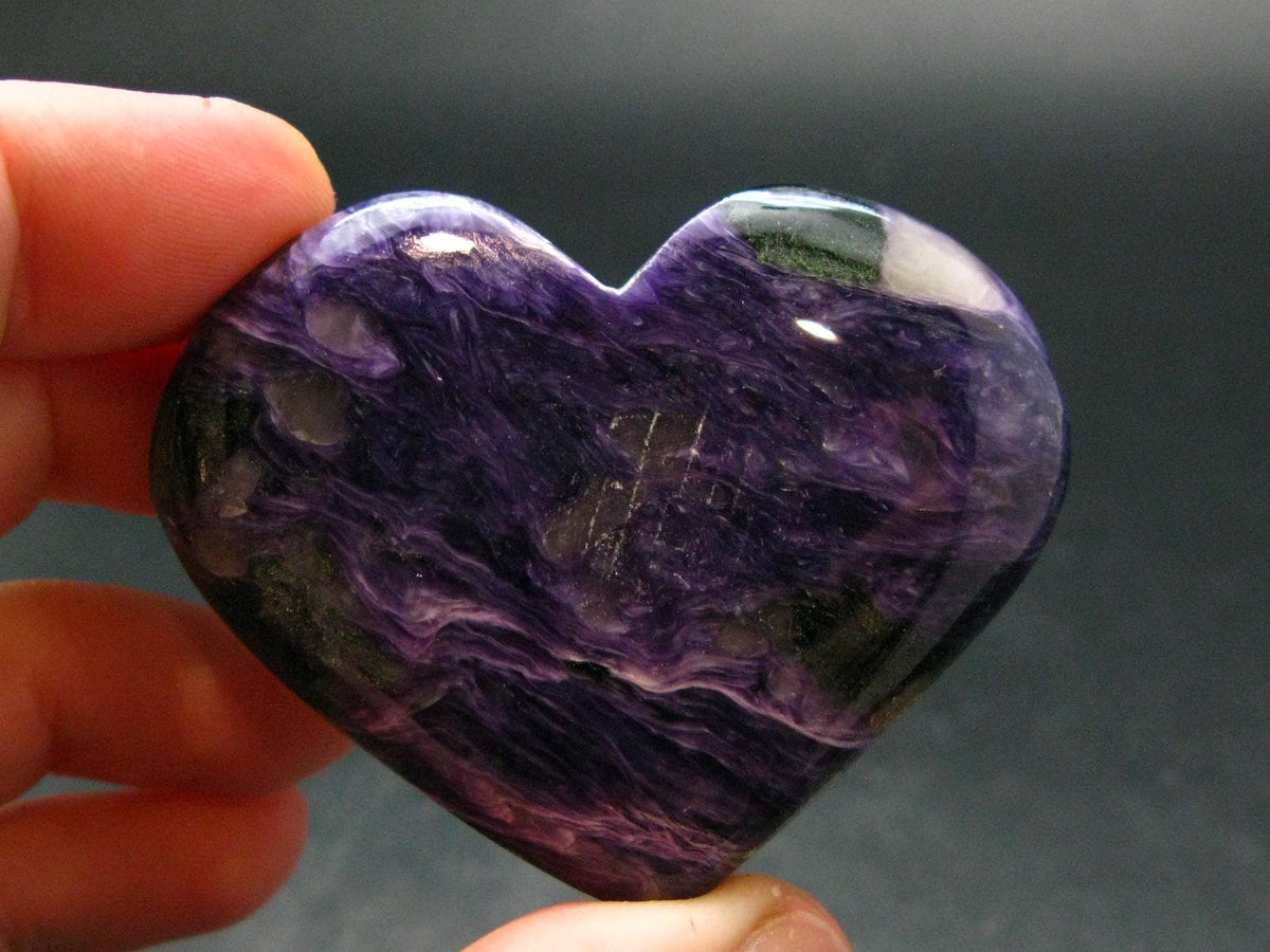 Rare High-Quality Charoite Tumbled Heart From Russia - 1.6" - 52.08 Grams