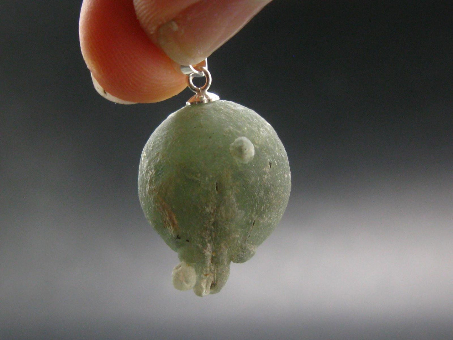 Complete Prehnite Sterling Silver Pendant from Mali - 1.1" - 7.93 Grams