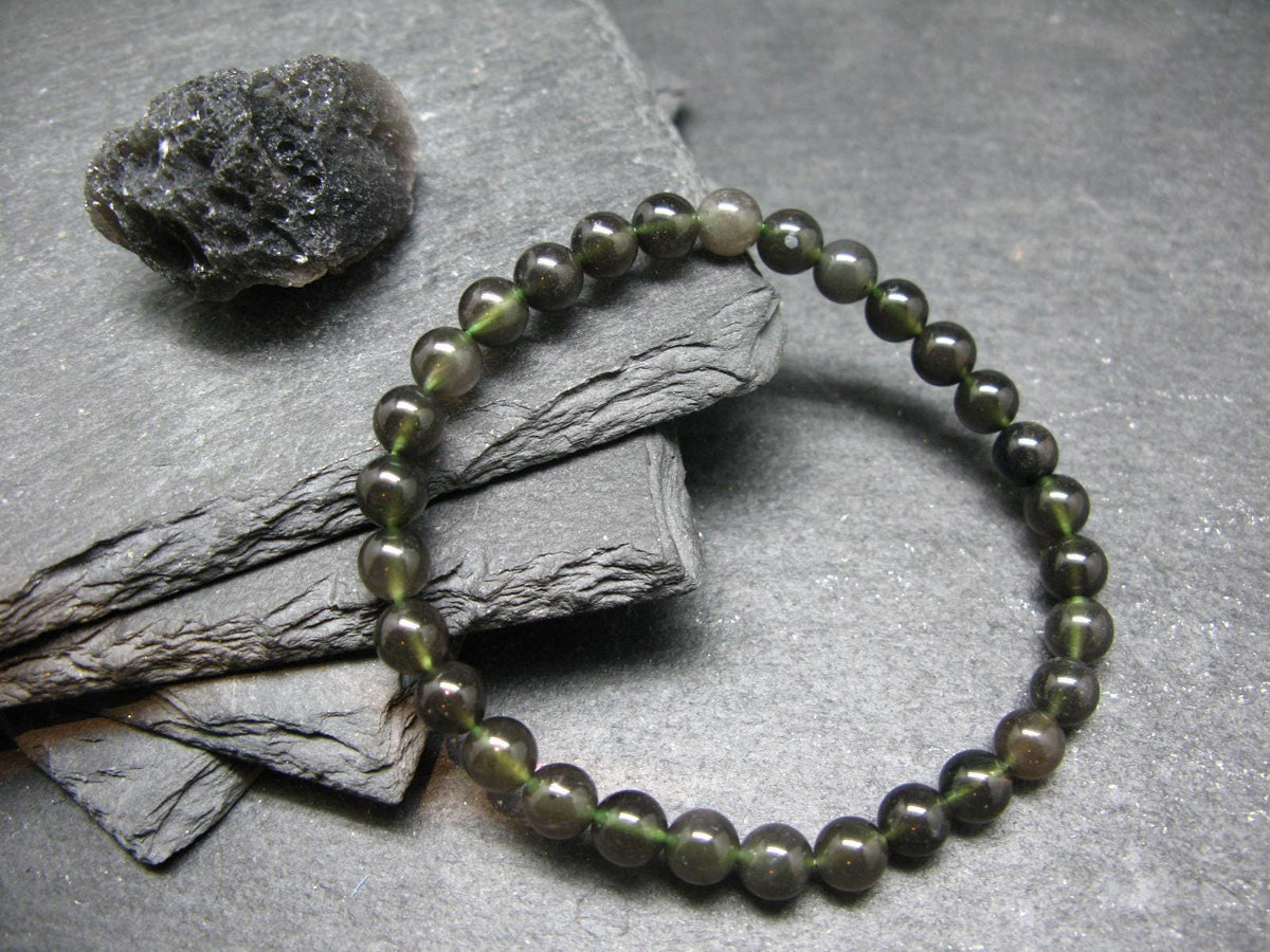 Agni Manitite Cintamani Stone Tektite Genuine Bracelet ~ 7 Inches ~ 6mm Round Beads