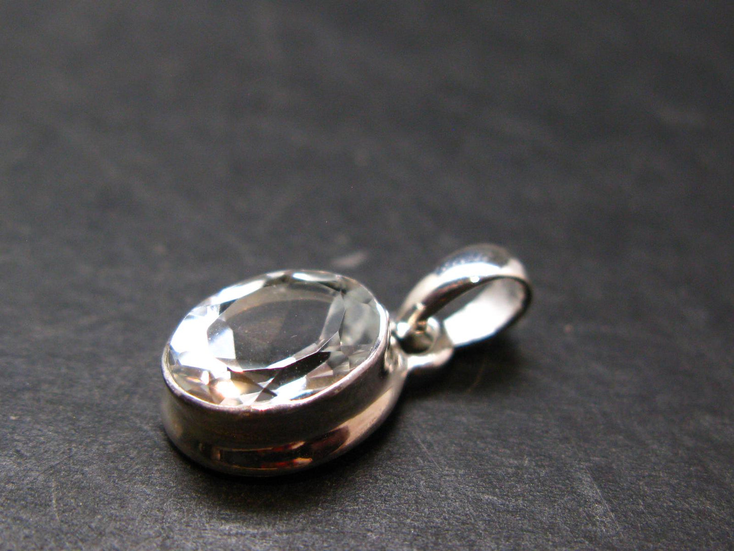 White Topaz Sterling Silver Pendant From Brazil - 0.7" - 2.11 Grams