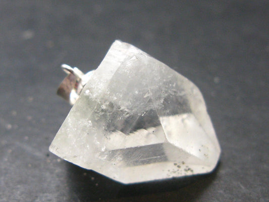 Clear Apophylite Apophyllite Crystal Silver Pendant From India - 1.0" - 6.5 Grams