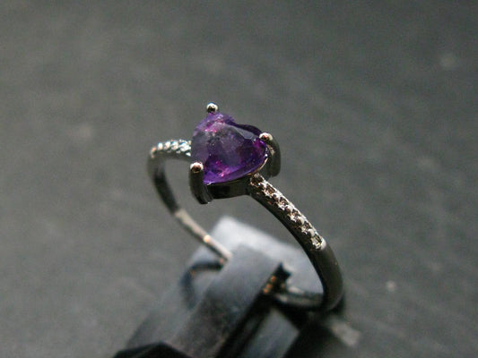 Natural Faceted Rich Purple Color Amethyst Ring - 1.23 Grams - Size adjustable