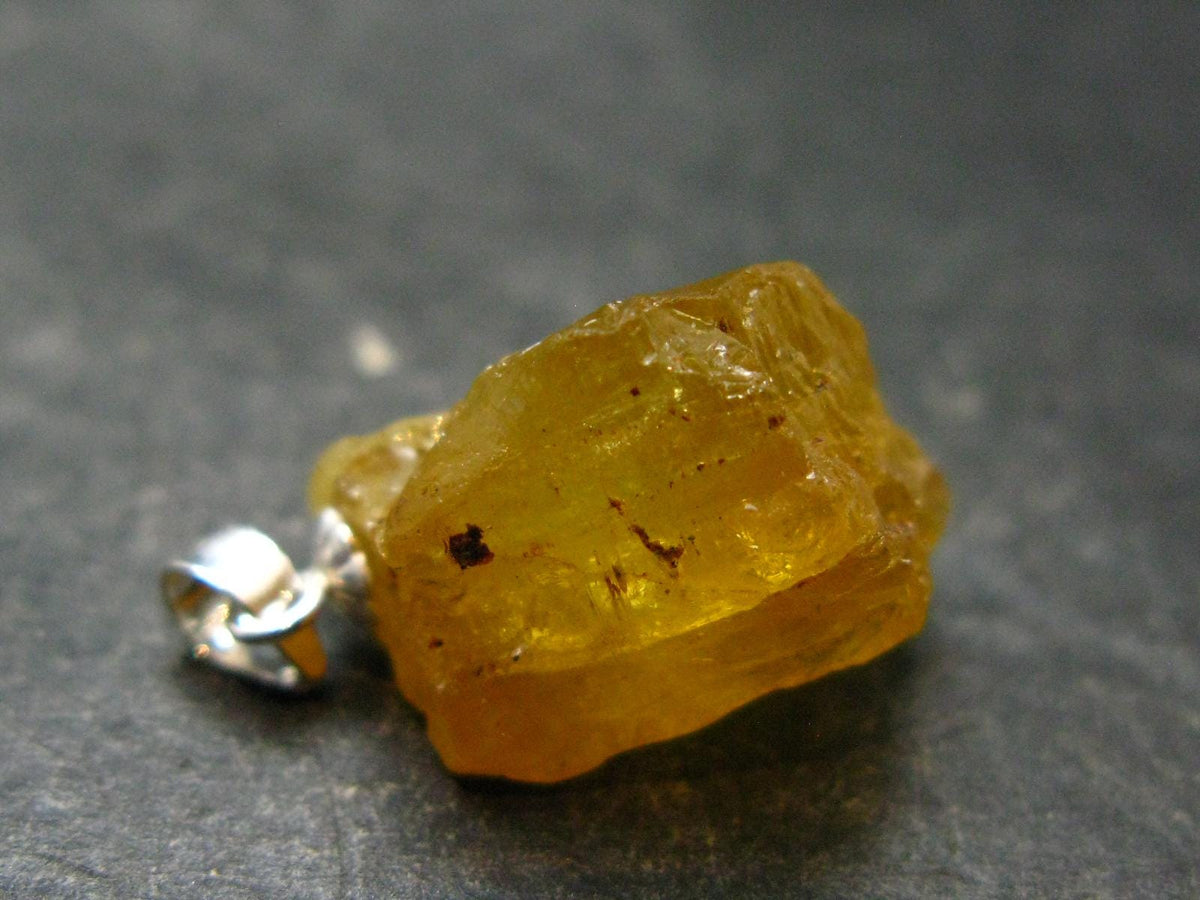 Heliodor (Yellow Beryl) Crystal Silver Pendant From Brazil - 0.9" - 3.61 Grams