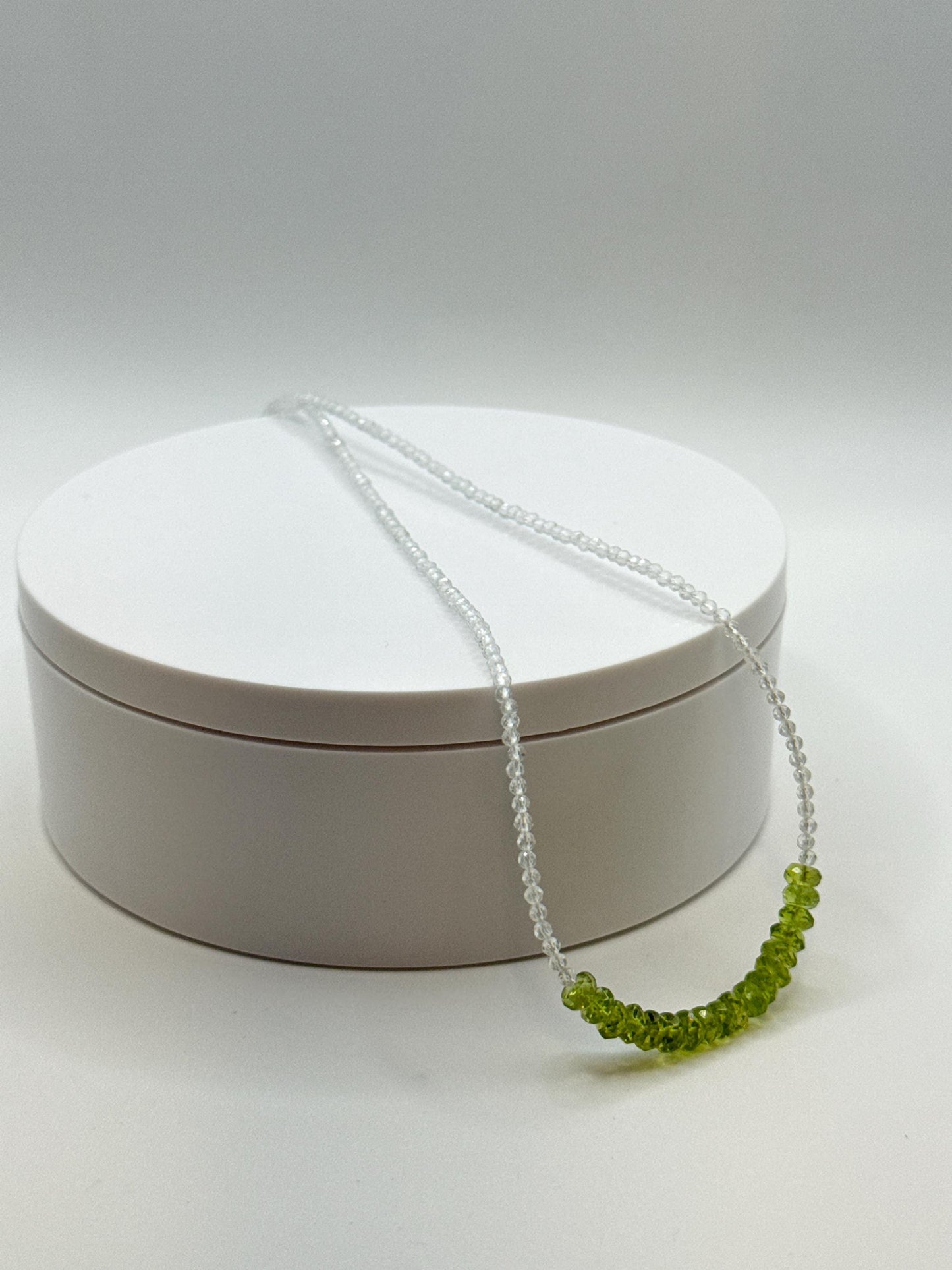 Peridot and White Topaz Beaded Necklace | August Birthstone Jewelry