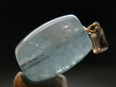 Aquamarine Gem Sterling Silver Pendant From Brazil - 1.2" - 7.60 Grams