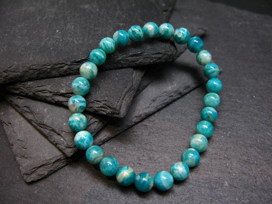 Russian Amazonite Genuine Bracelet ~ 7 Inches ~ 7mm Round Beads