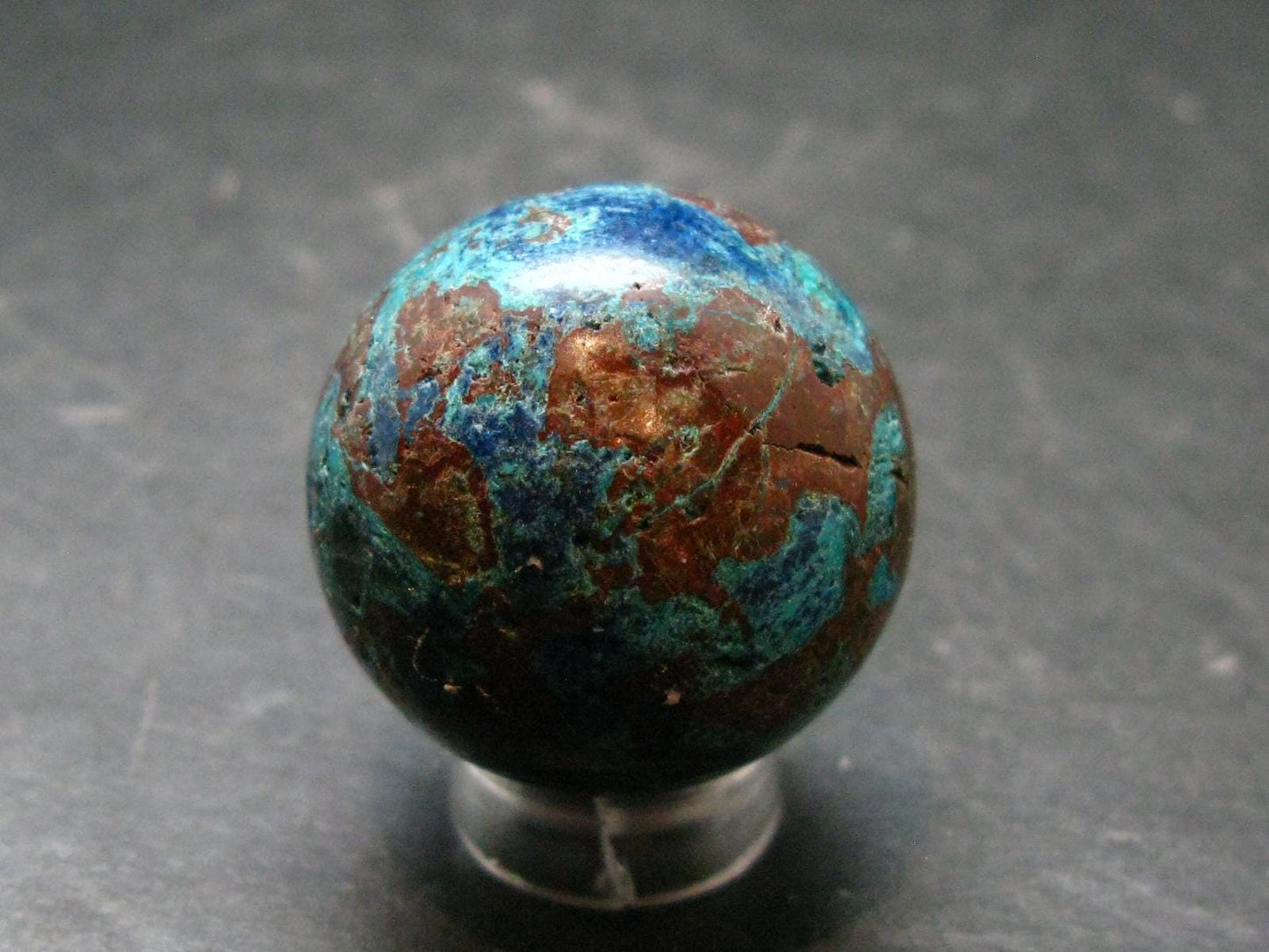 Quantum Quattro Sphere - Malachite Shattuckite Chrysocola Dioptase - 1.1" - 25.19 Grams
