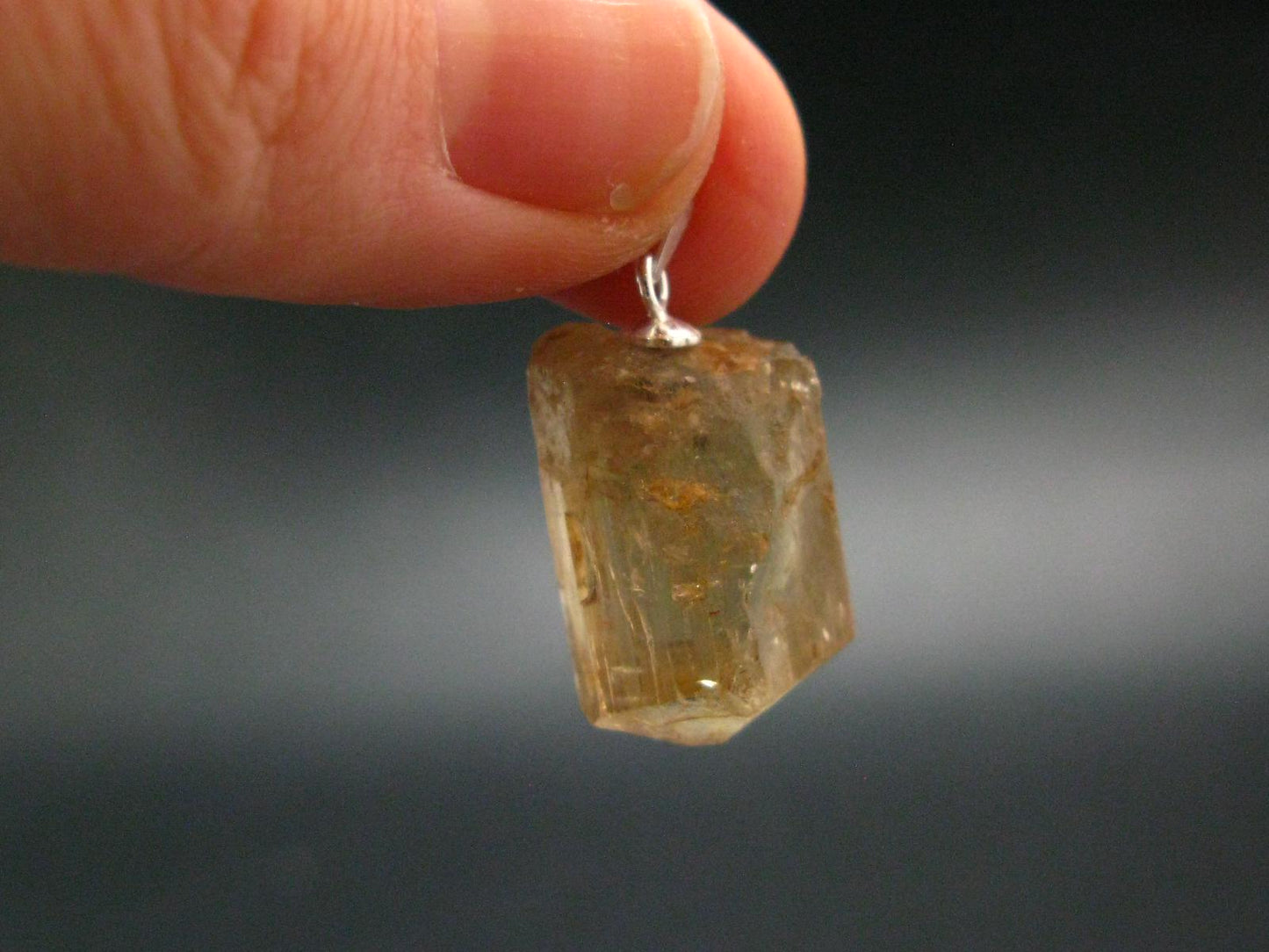Golden Scapolite Silver Pendant From Tanzania - 1.0" - 4.82 Grams