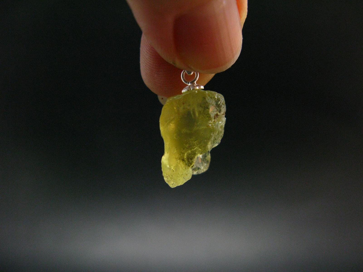 Heliodor (Yellow Beryl) Crystal Silver Pendant From Brazil - 0.9" - 2.42 Grams