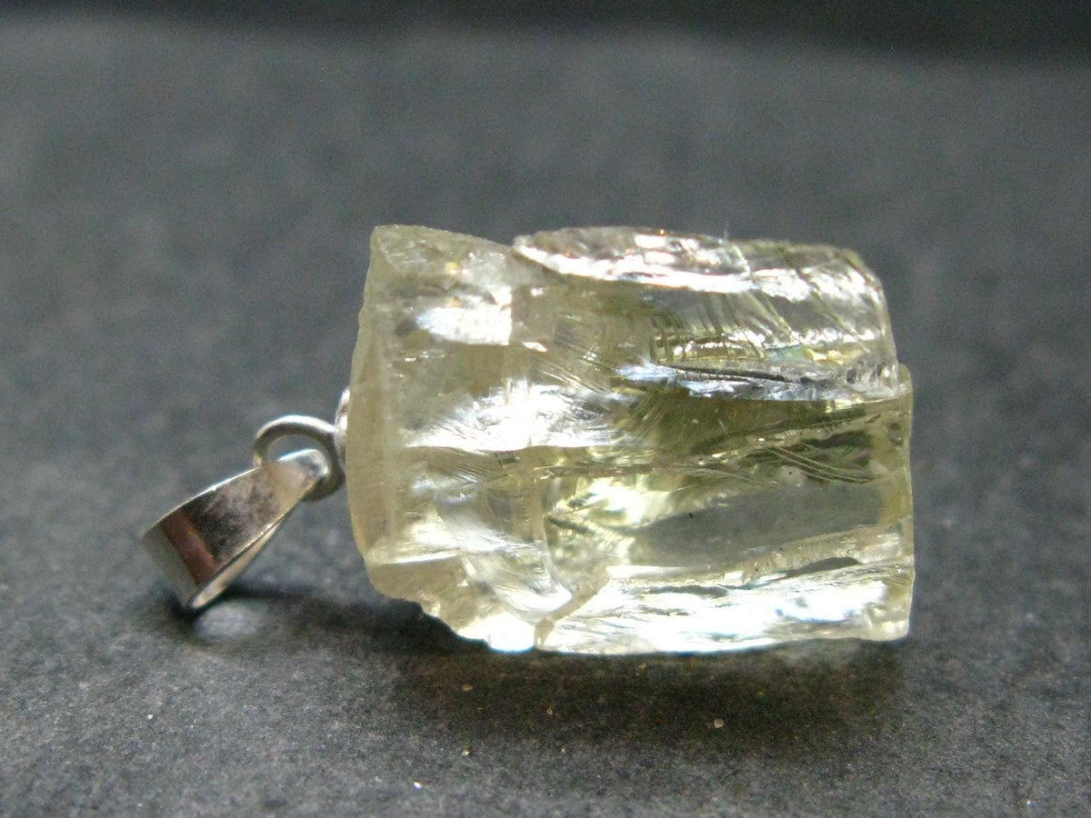 Hiddenite Green Gem Spodumene Silver Pendant Crystal From Brazil - 0.8" - 2.38 Grams