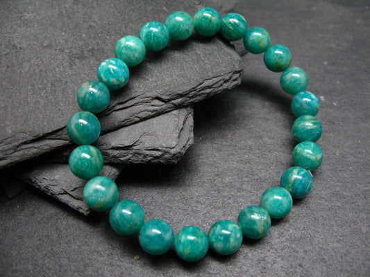 Russian Amazonite Genuine Bracelet ~ 7 Inches ~ 8mm Round Beads