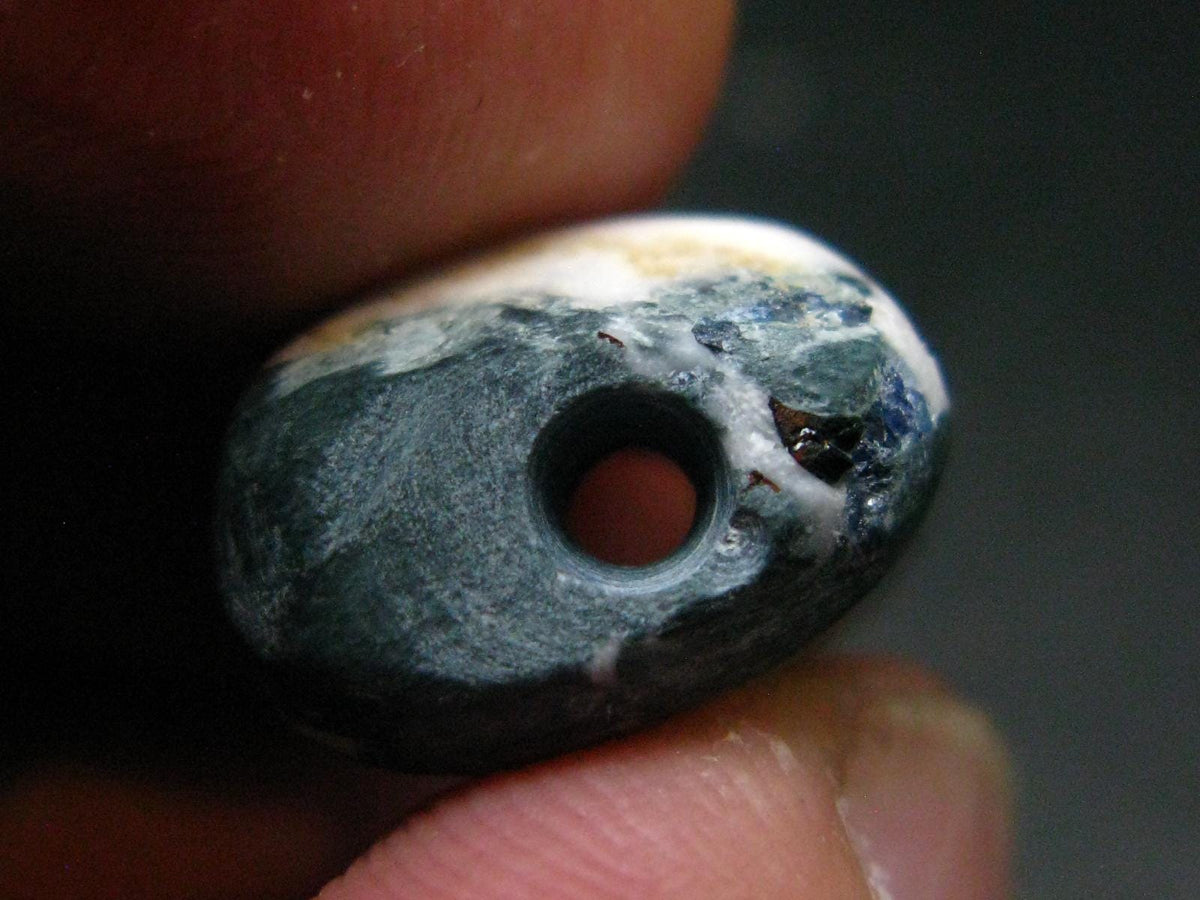 Gem Benitoite & Natrolite Polished Stone w/ Hole From California - 23.03 Carats