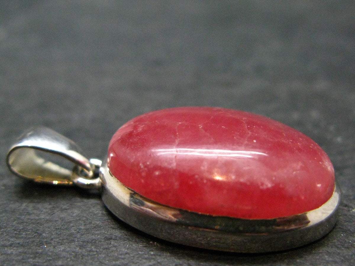 Rare Rhodochrosite Sterling Silver Pendant From Argentina - 1.4" - 8.28 Grams