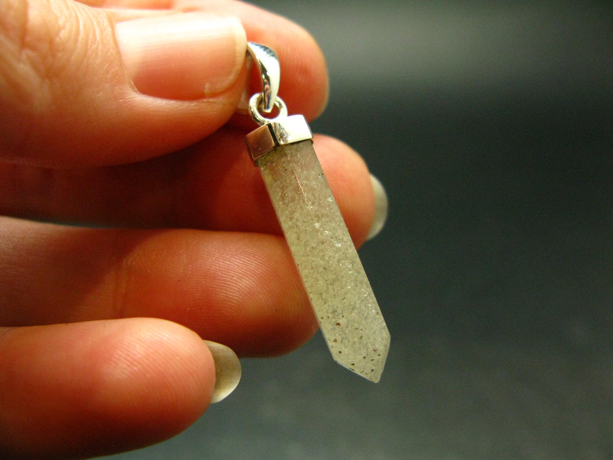 Gem Libyan Desert Glass Tektite Pendant Sterling Silver from Libya - 1.5" - 2.55 Grams