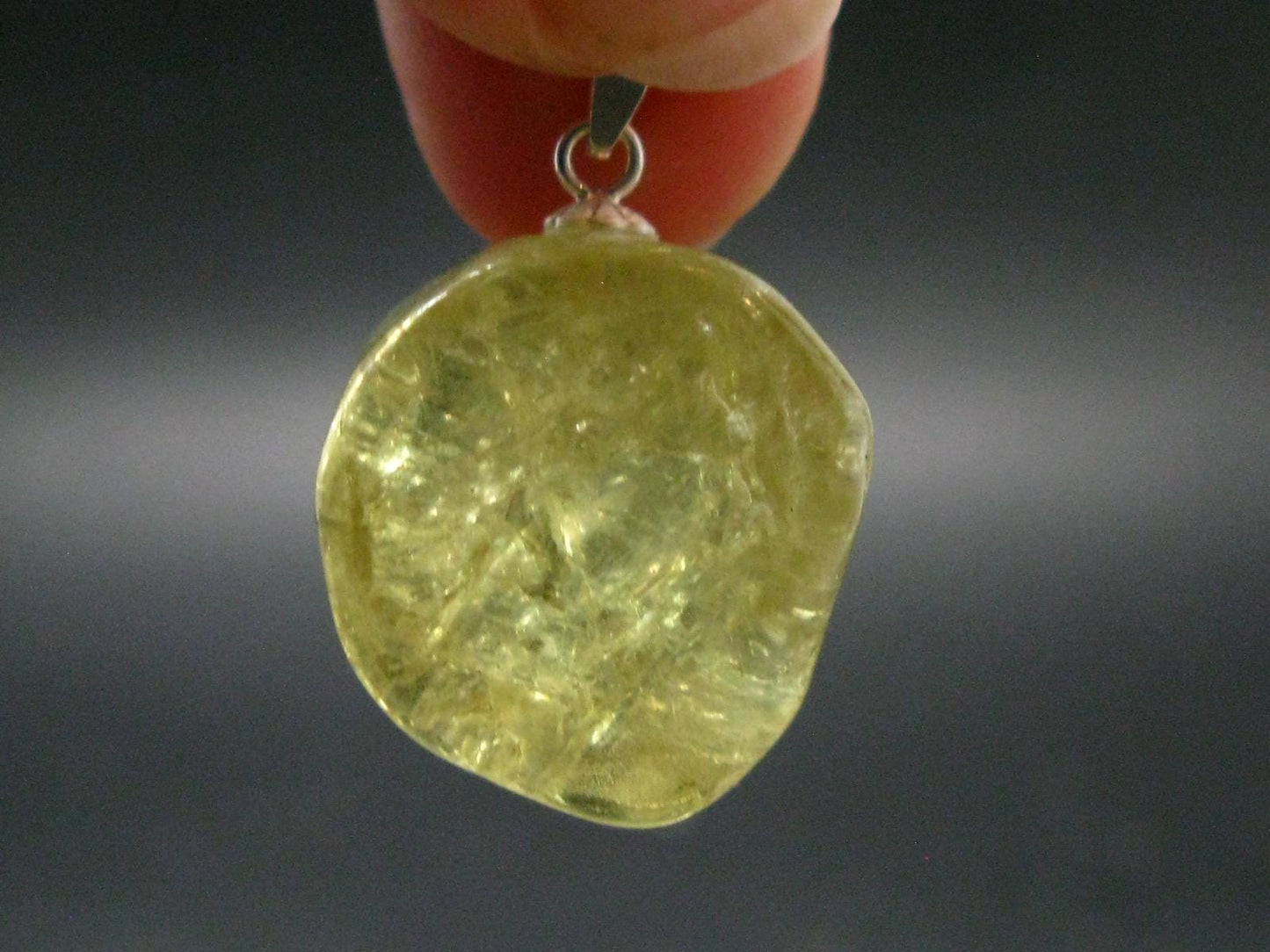 Large Gold Apatite Tumbled Pendant from Mexico - 9.32 Grams - 1.1"