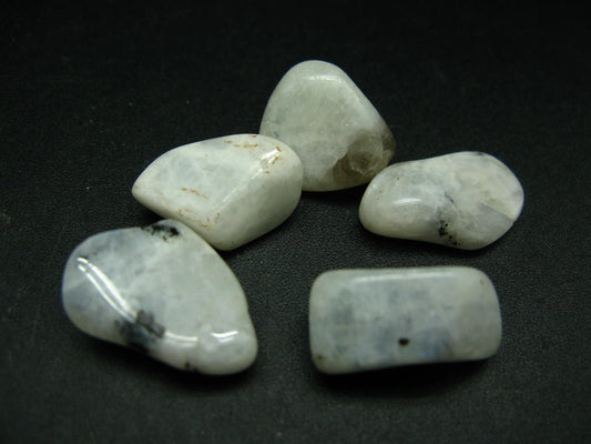 Lot of 5 tumbled natural Moonstone (Orthoclase Feldspar) crystals from India