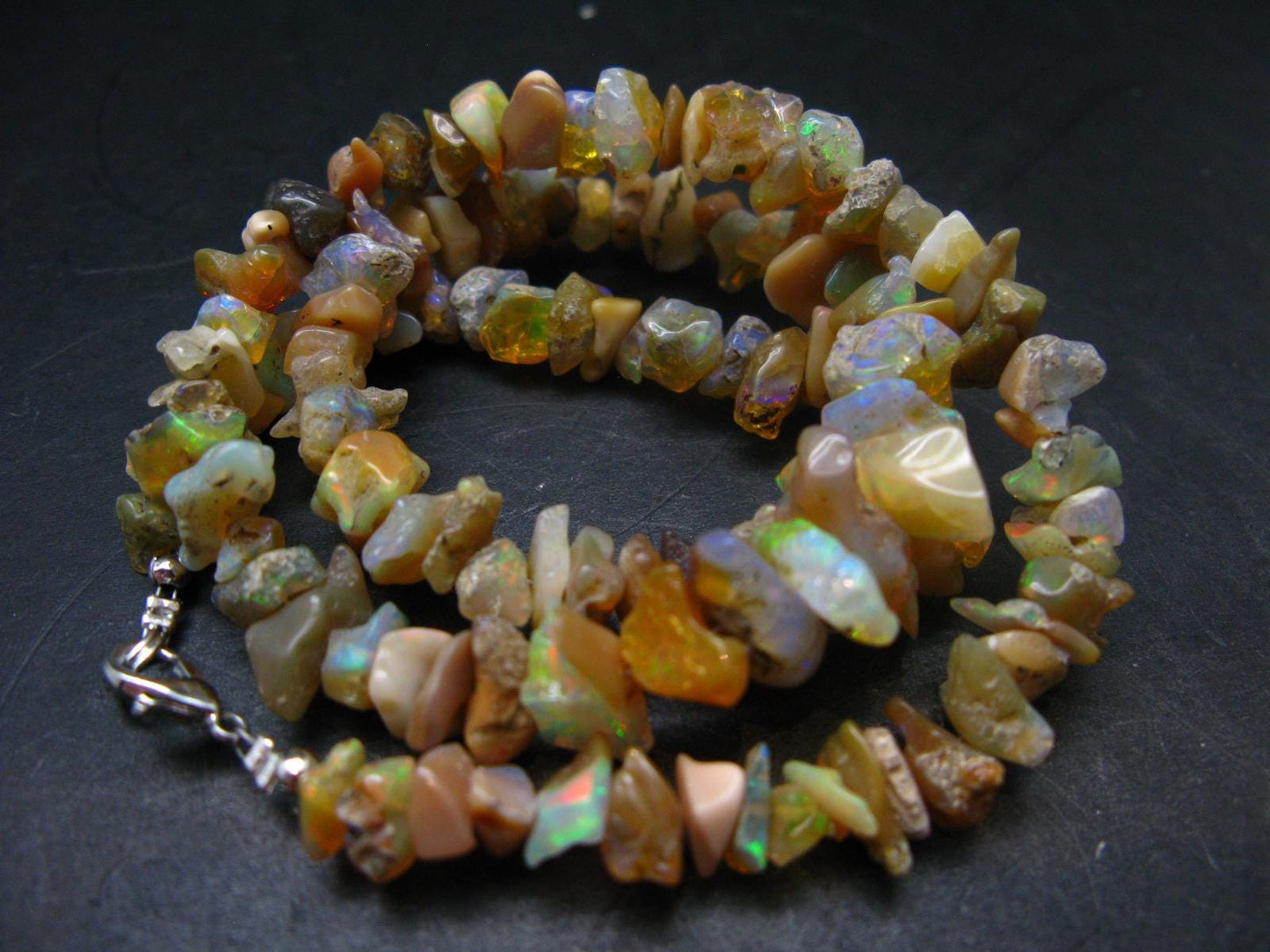 Gem Precious Opal Beads Necklace from Ethiopia - 18.5" - 24 Grams