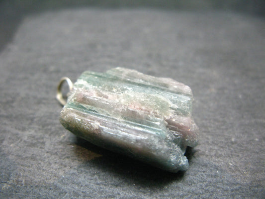 Rarest Paraiba Copper Blue Tourmaline Crystal Silver Pendant From Brazil - 1.4" - 10.32 Grams