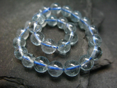 Blue Topaz Genuine Bracelet ~ 7 Inches ~ 7mm Round Beads