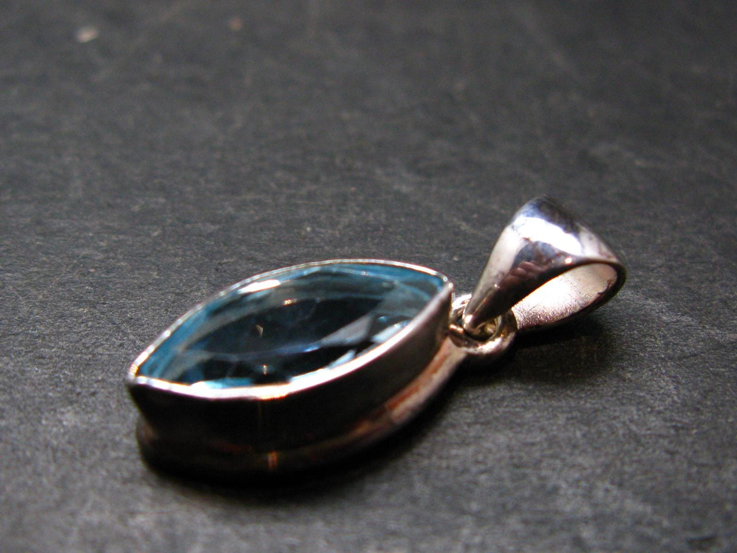 Blue Topaz Sterling Silver Pendant From Brazil - 0.9" - 2.66 Grams