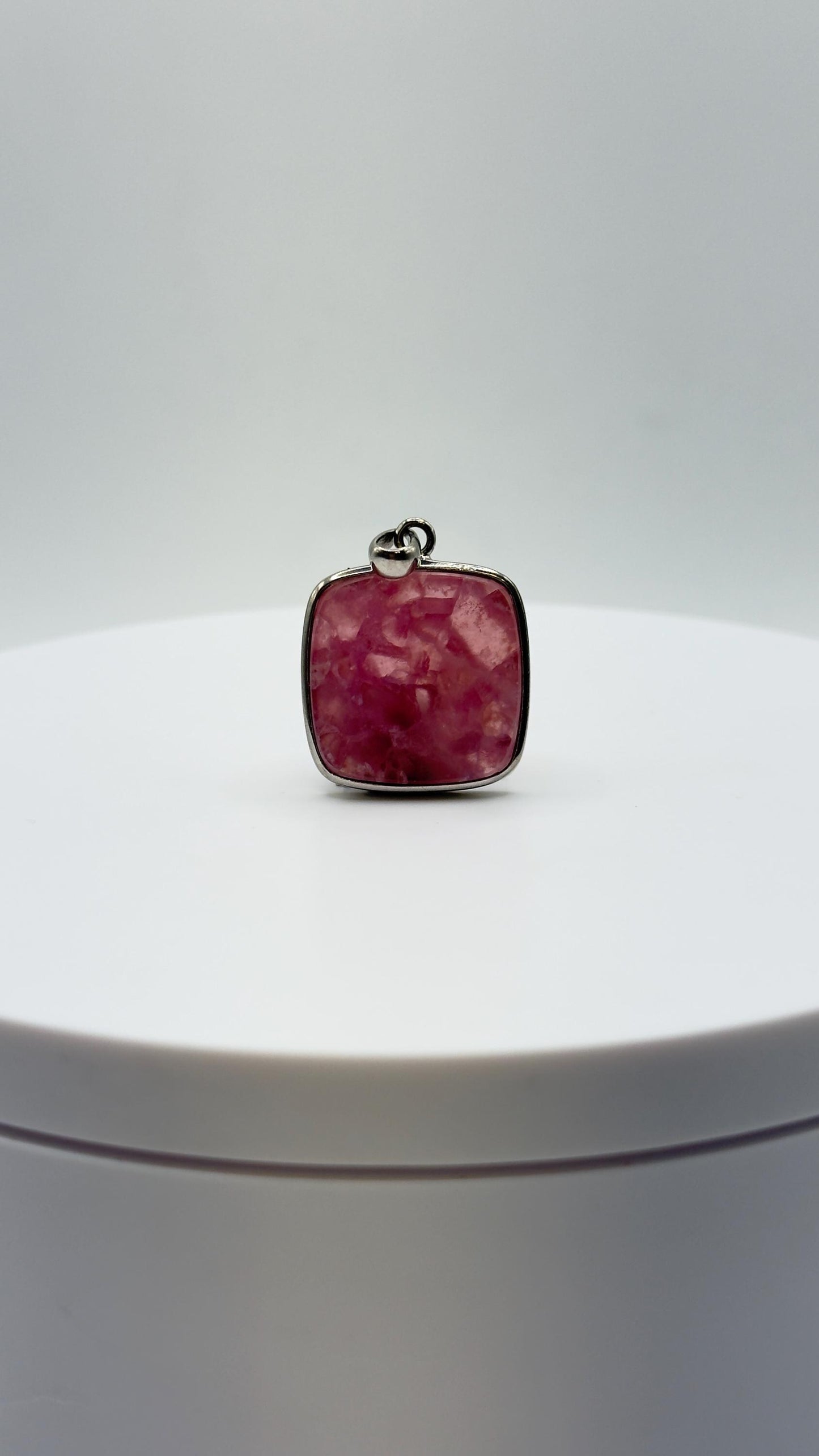 Cobalto Calcite Pendant Pink Gemstone Silver Necklace Natural Crystal Jewelry Healing Stone Gift