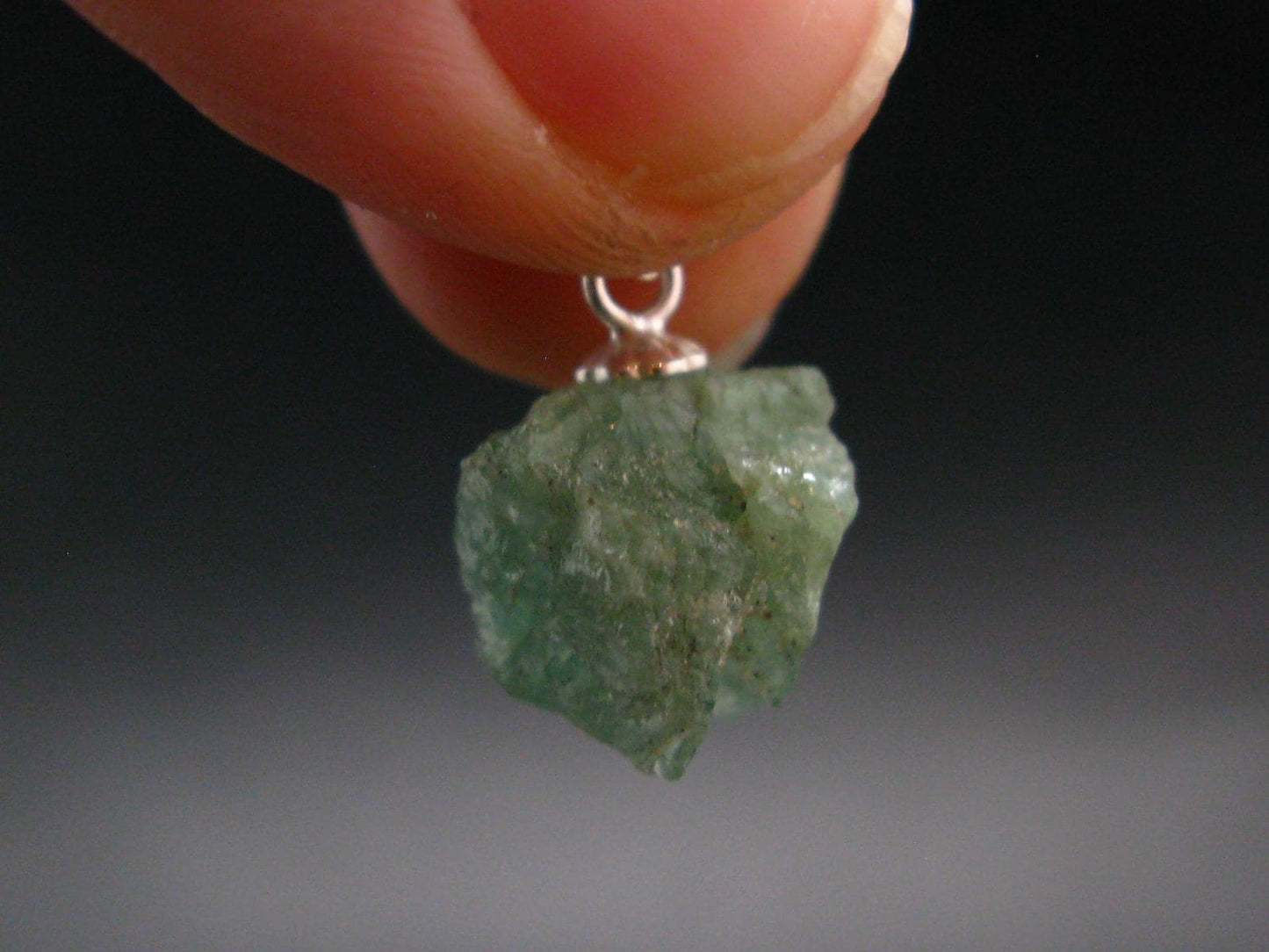 Extremely Rare Raw Gem Green Kornerupine Silver Pendant Crystal From Tanzania - 1.81 Grams - 0.7"