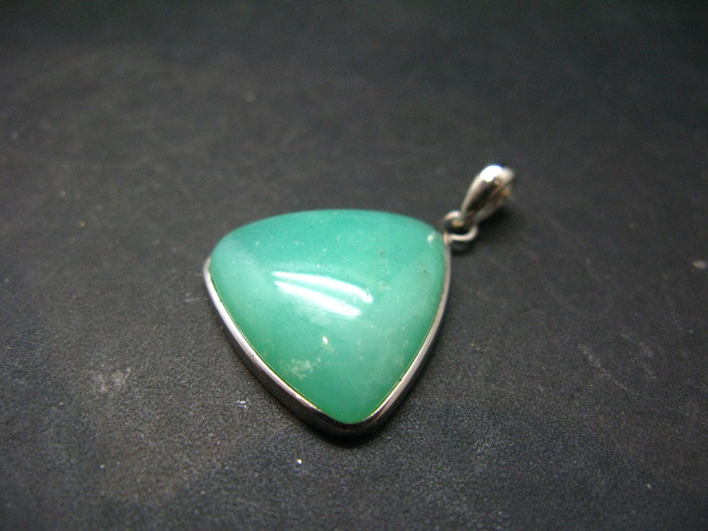 Rich Green Chrysoprase Silver Pendant From Australia - 1.1" - 5.03 Grams