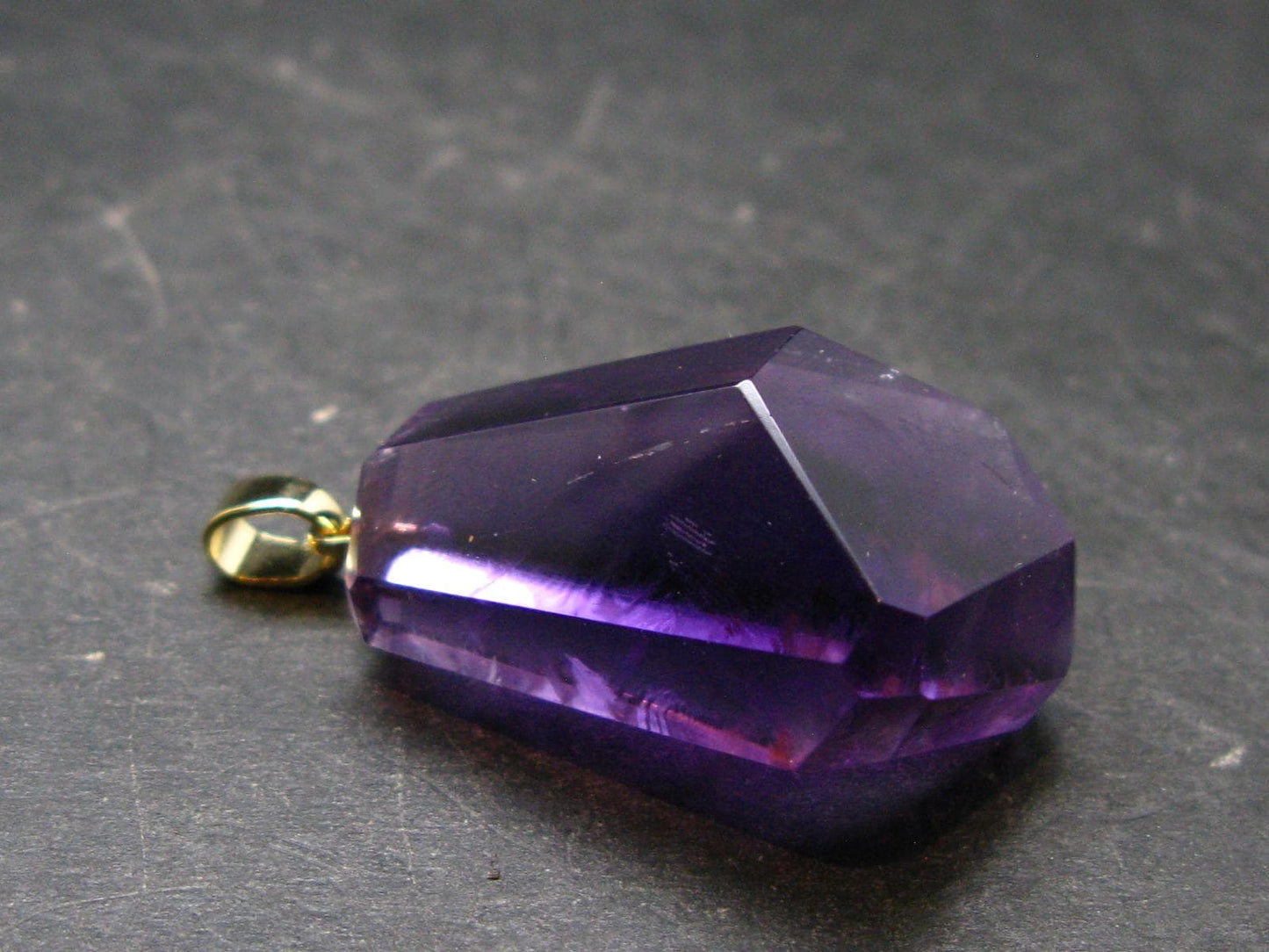 Amethyst Sterling Silver Gold Plated Pendant From Brazil - 1.5" - 12.11 Grams