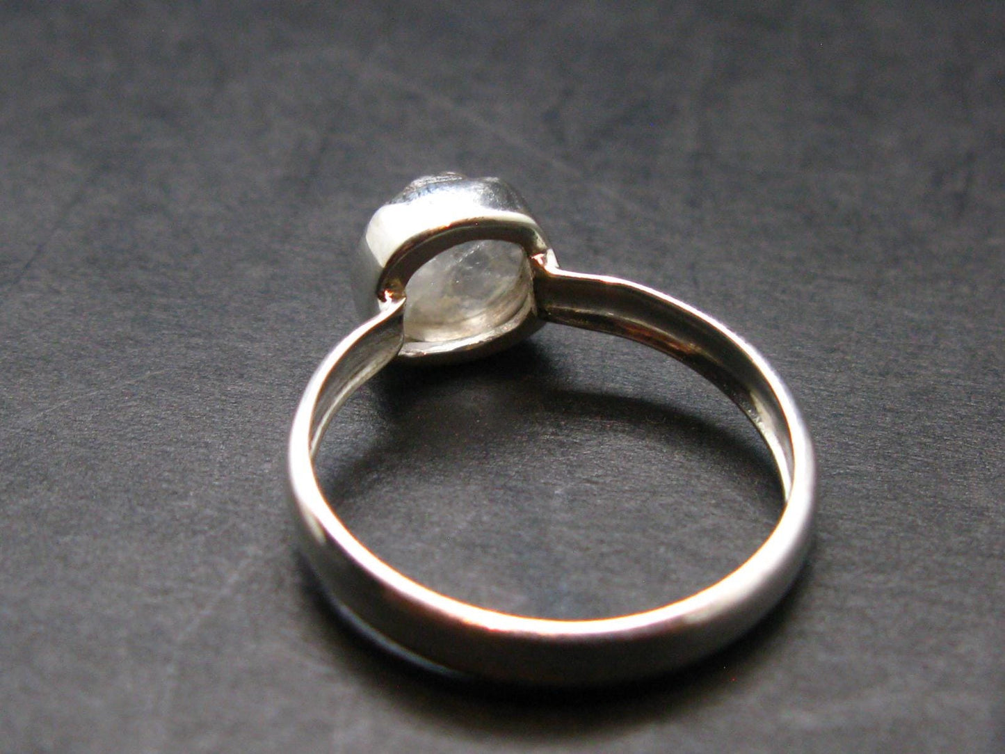 Gray Herderite Silver Ring from Africa - Size 8 - 2.0 Grams