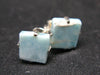 Natural Square Shape Larimar 925 Sterling Silver Stud Earrings from Dominican Republic