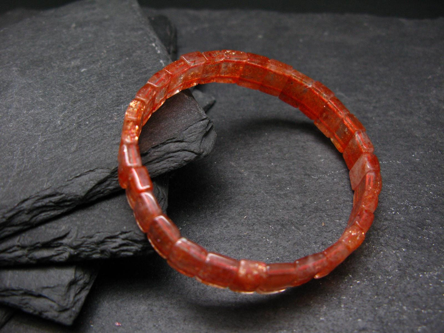 Sunstone Genuine Bracelet ~ 7 Inches ~ 9mm Squared Beads