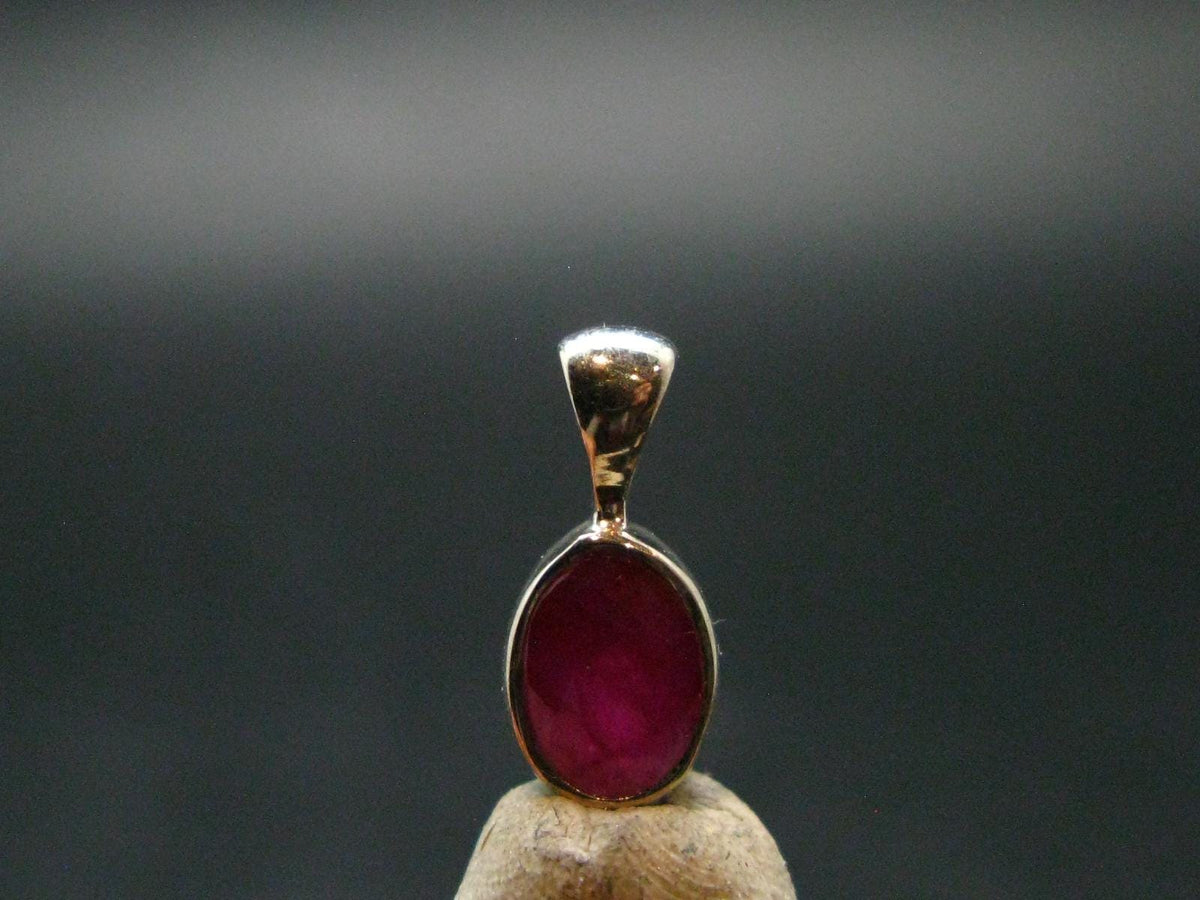 Ruby Crystal Silver Pendant from Africa - 0.5" - 0.68 Grams