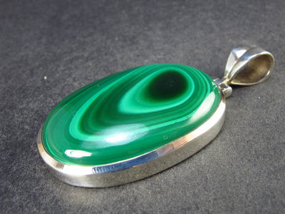 Queen of Green!! Genuine Vivid Vibrant Green Malachite Sterling Silver Pendant - 2.1" - 24.5 Grams