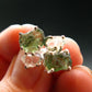 Moldavite & Herkimer Diamond Silver Stud Earrings - 0.7" - 2.55 Grams