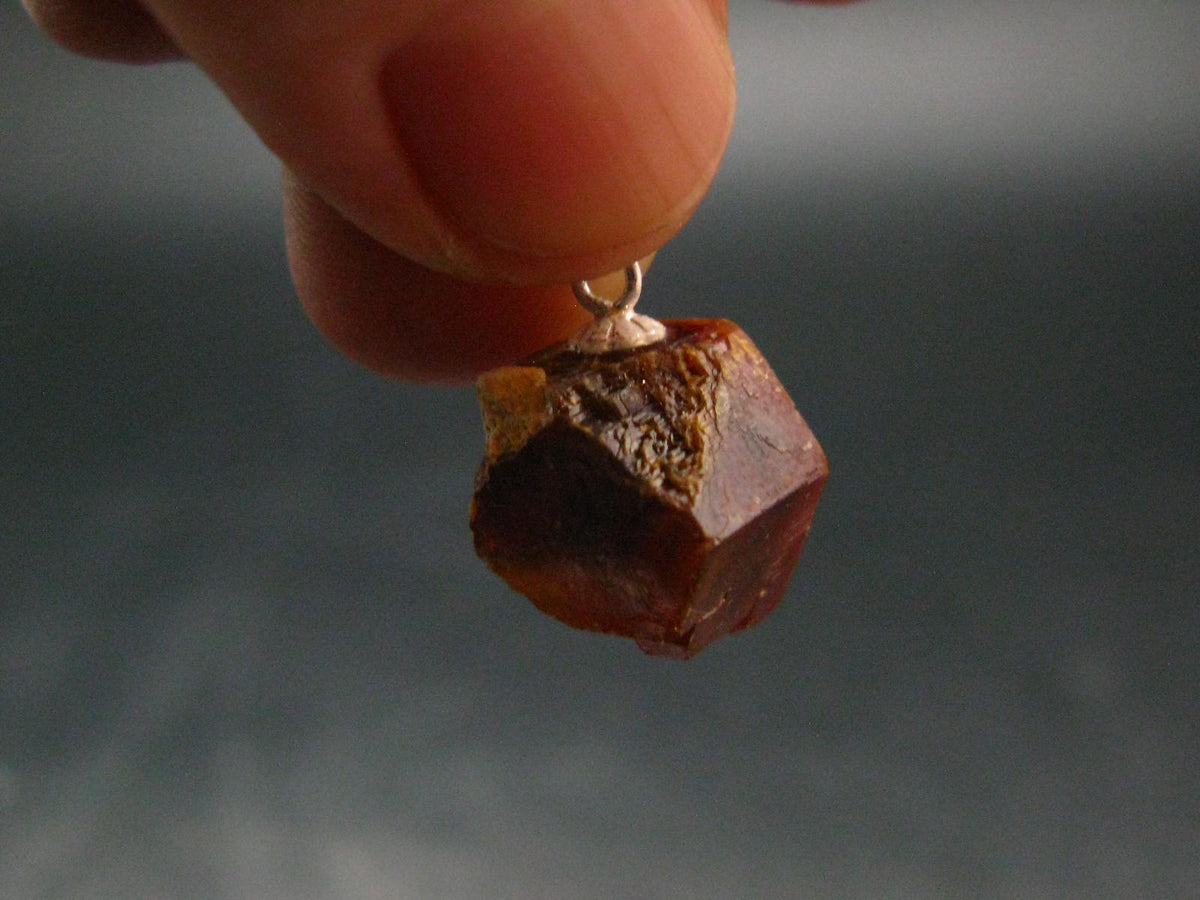 Vanadinite Crystal Silver Pendant From Morocco - 0.8" - 4.78 Grams
