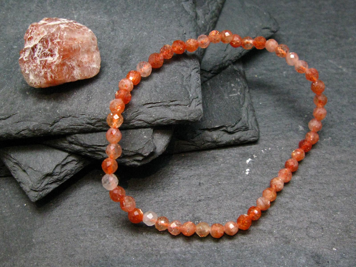 Sunstone Genuine Bracelet ~ 7 Inches ~ 4mm Facetted Beads