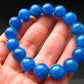 AAA Grade Neon Blue Apatite Genuine Bracelet ~ 7 Inches ~ 12mm Round Beads