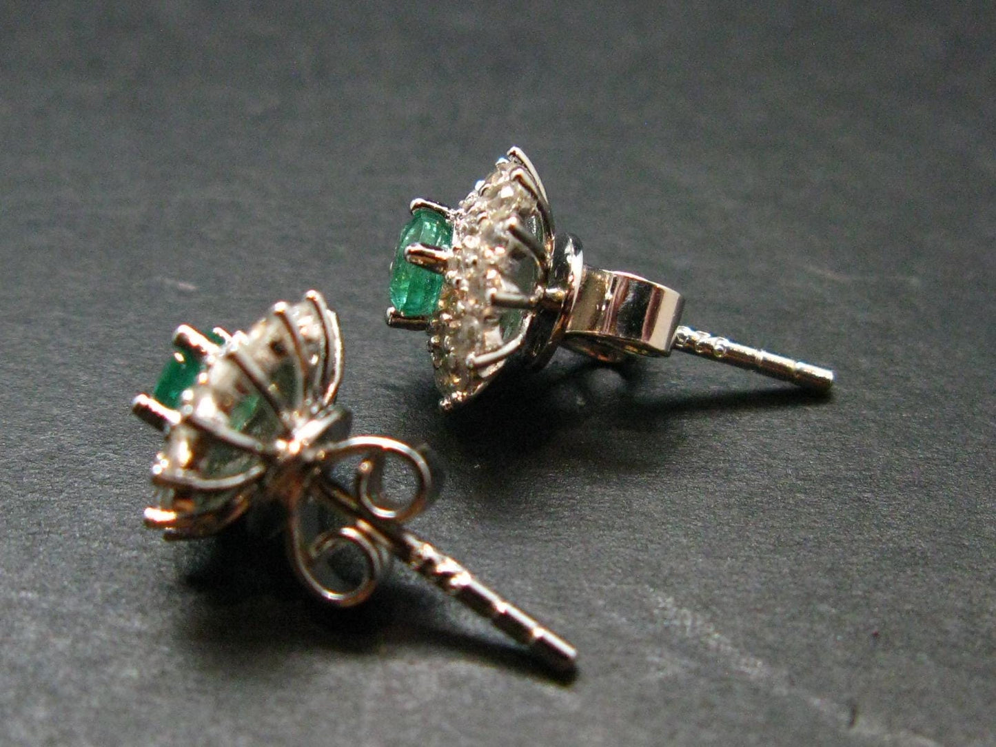 Gem Emerald Faceted Earrings In Sterling Silver - 0.36 Carats