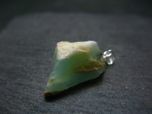 Andean Opal!! Natural Raw Greenish-Blue Opal Silver Pendant from Peru - 1.1" - 3.72 Grams