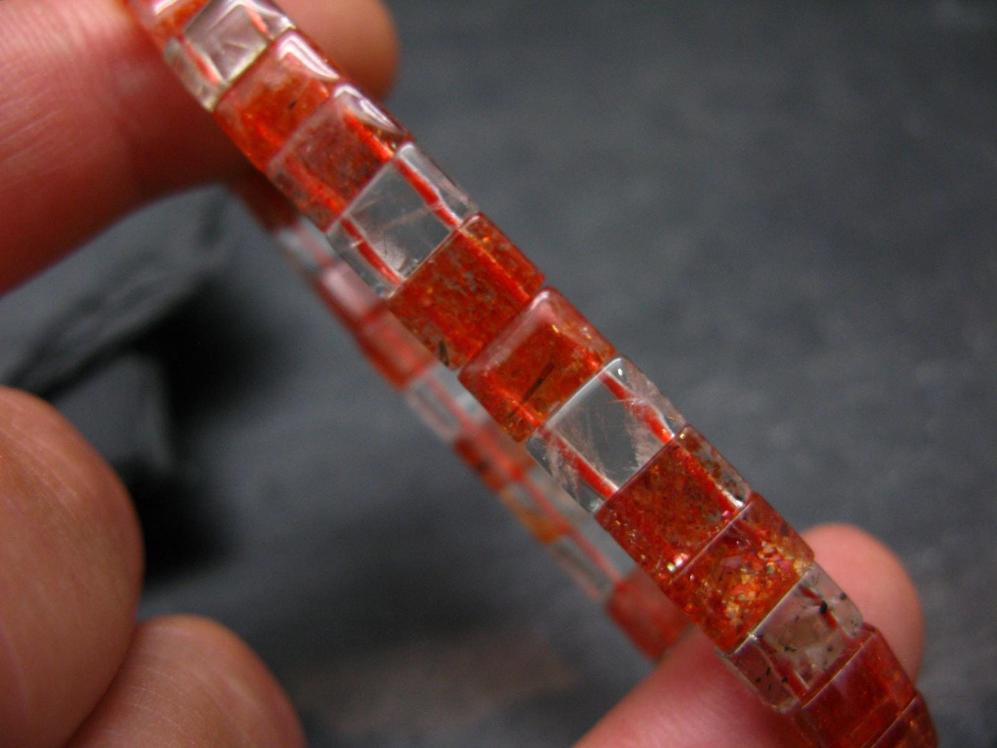 Sunstone Genuine Bracelet ~ 7 Inches ~ 8mm Squared Beads