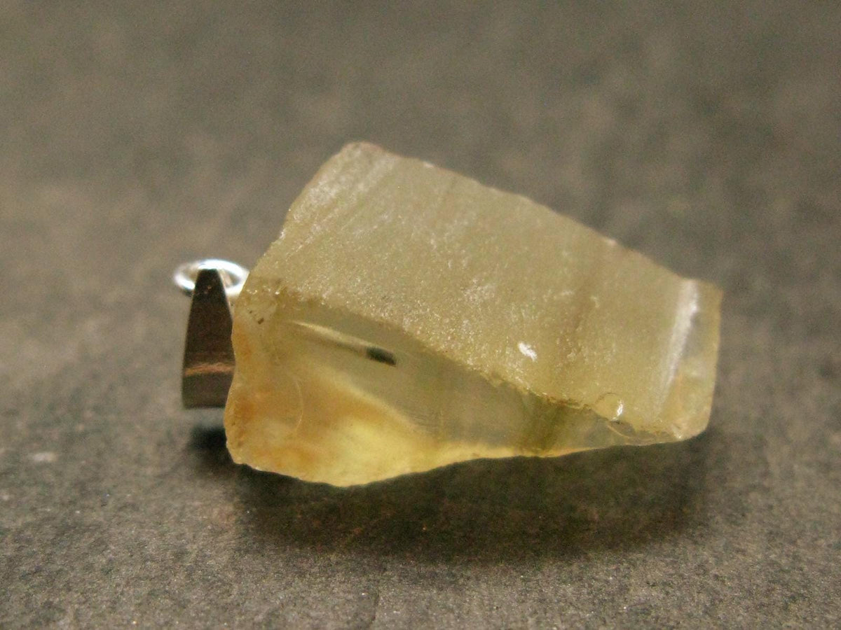 Gem Libyan Desert Glass Tektite Pendant Sterling Silver from Libya - 0.9" - 1.91 Grams