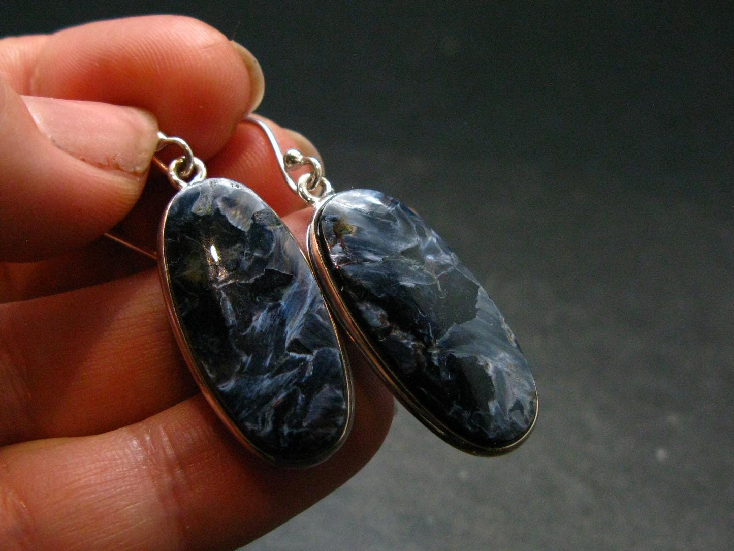 Natural Pietersite Silver Earrings from Namibia - 1.8" - 6.30 Grams