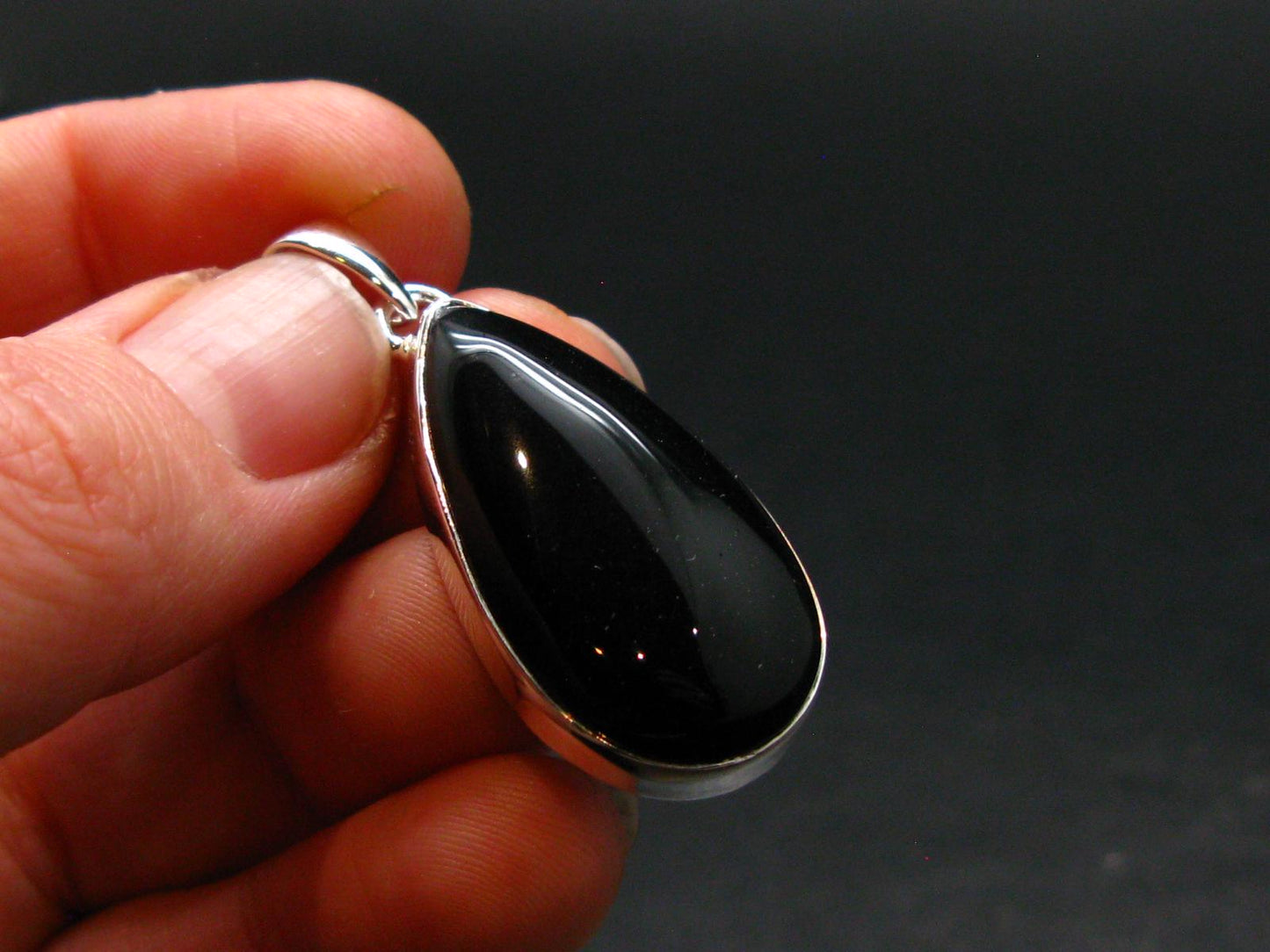 Black Onyx Silver Plated Pendant From Brazil - 5.89 Grams