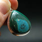 Malachite And Chrysocola Silver Plated Pendant from Congo - 1.4" - 8.0 Grams